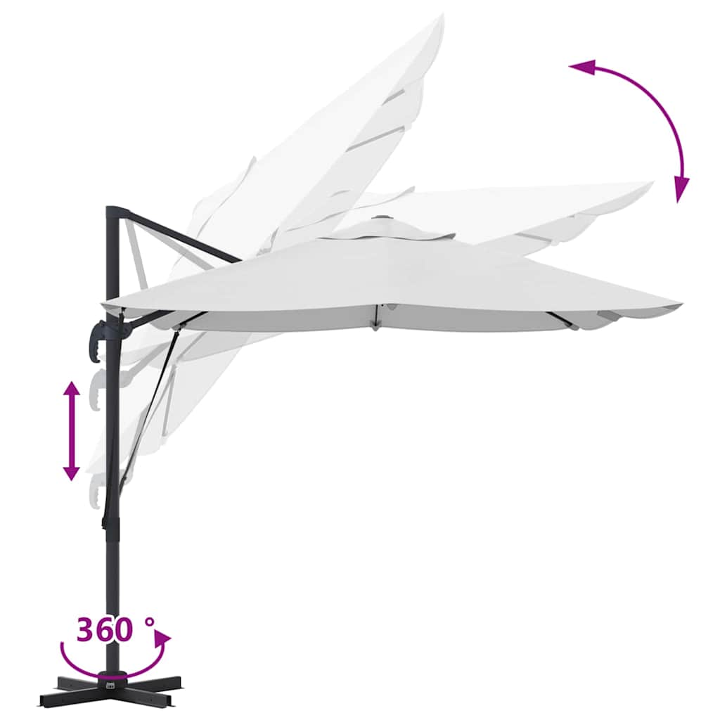 Parasol Sandfarvet 351 x 250 x 260 cm Polyester og Aluminium