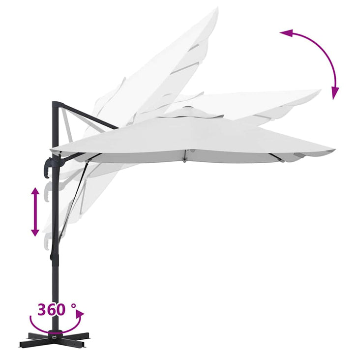 Parasol Sandfarvet 351 x 250 x 260 cm Polyester og Aluminium