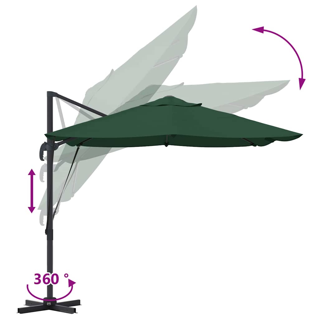 Parasol Grøn 351 x 250 x 260 cm Polyester og Aluminium