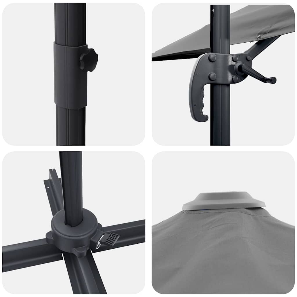 Parasol Antracit 351 x 250 x 260 cm Polyester og Aluminium