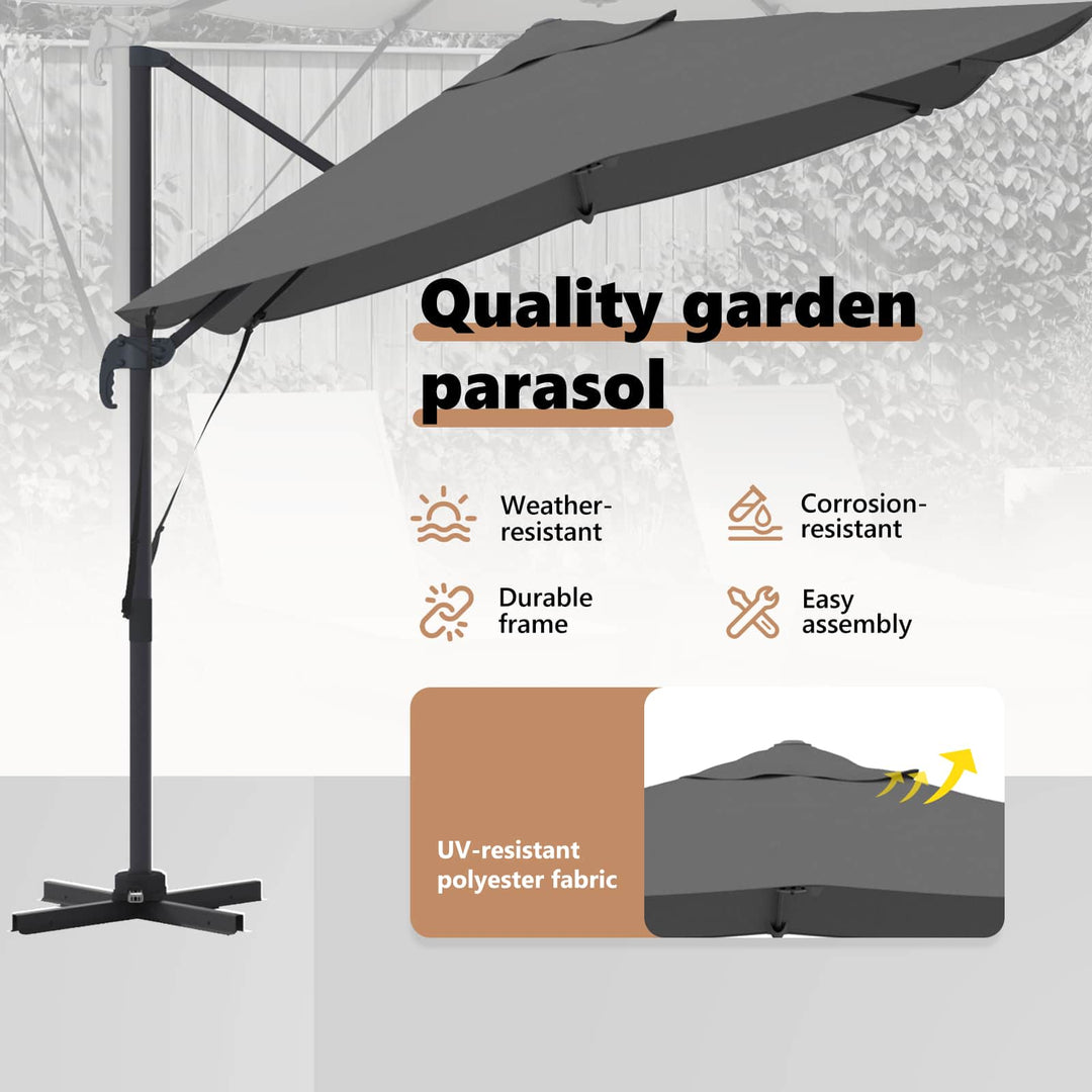 Parasol Antracit 351 x 250 x 260 cm Polyester og Aluminium