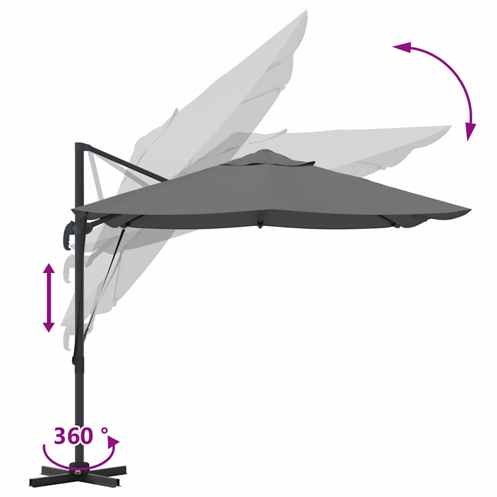 Parasol Antracit 351 x 250 x 260 cm Polyester og Aluminium