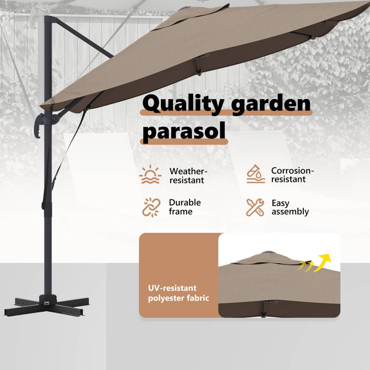 Parasol Gråbrun 351 x 250 x 260 cm Polyester og Aluminium