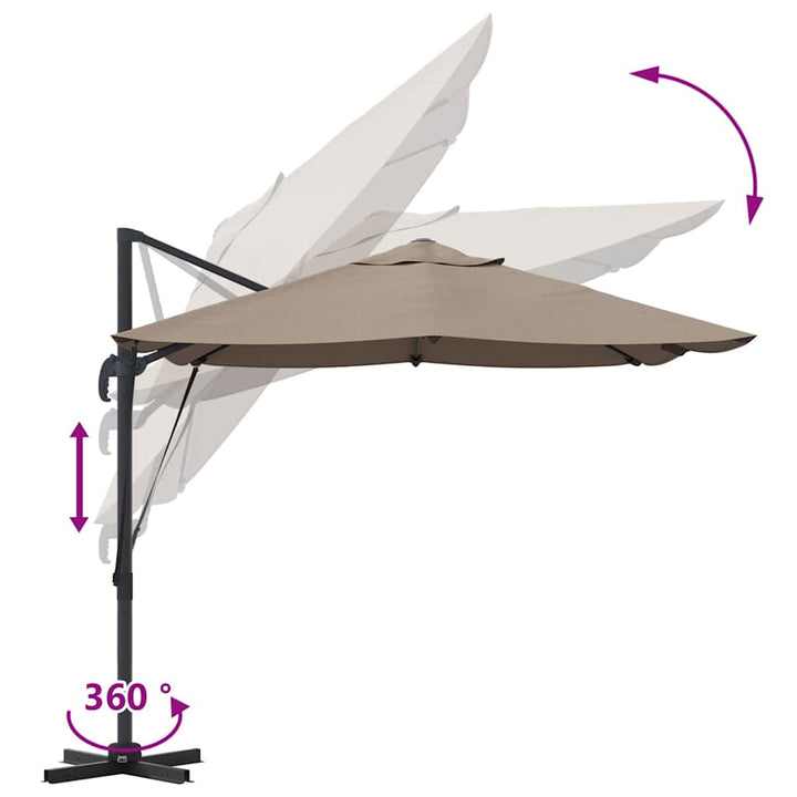 Parasol Gråbrun 351 x 250 x 260 cm Polyester og Aluminium