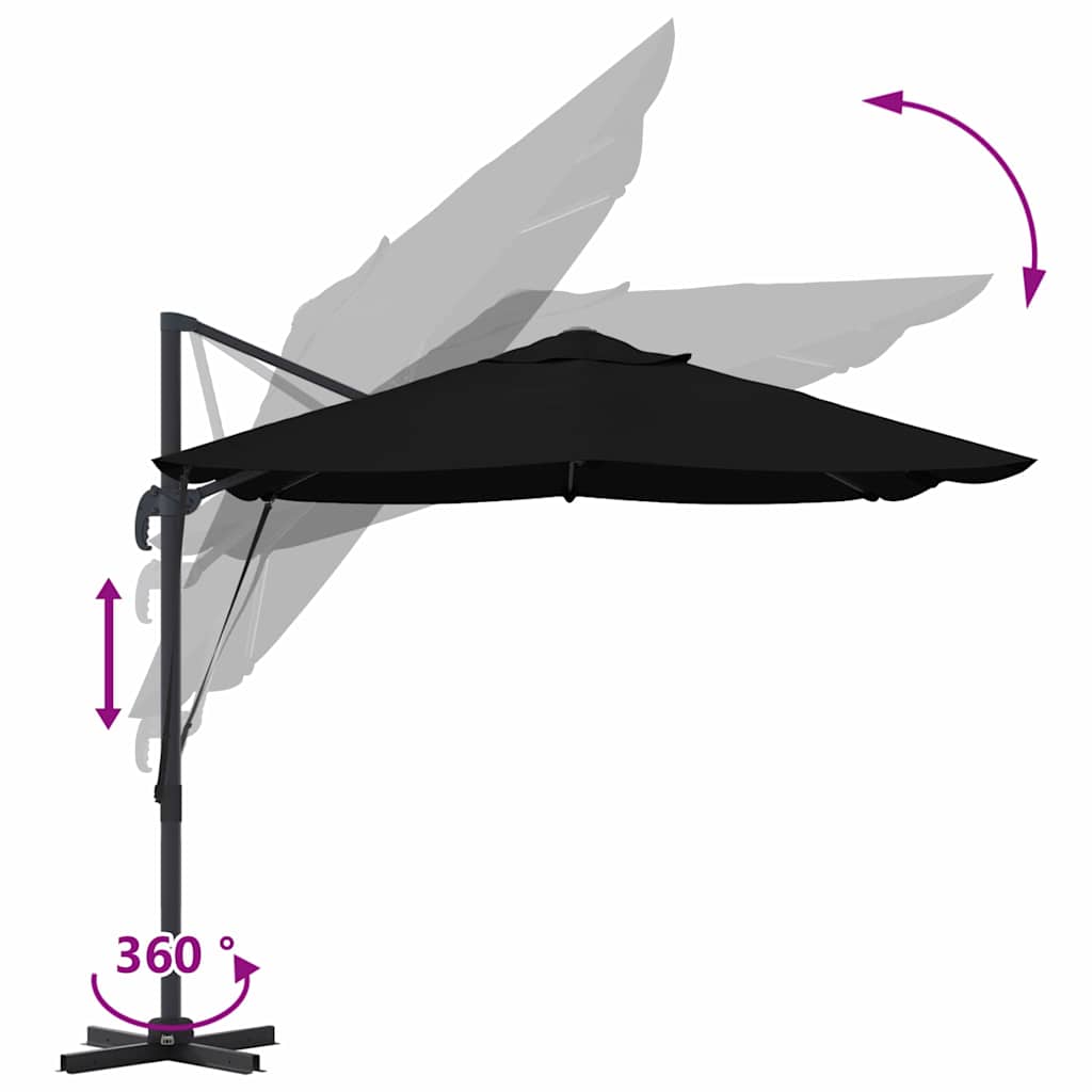 Parasol Sort 351 x 250 x 260 cm Polyester og Aluminium