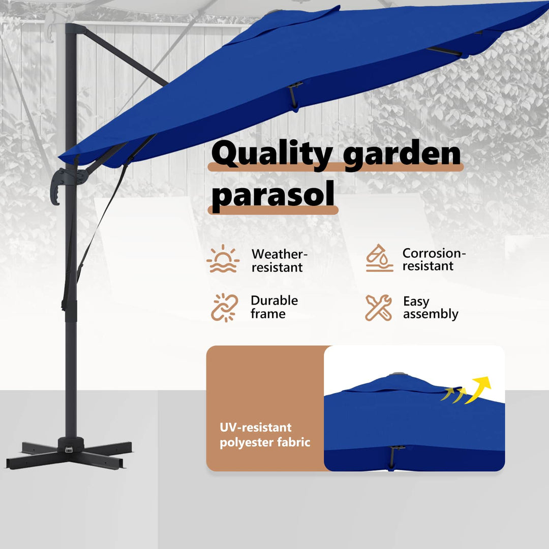 Parasol 351 x 250 x 260 cm Polyester og Aluminium Azurblå