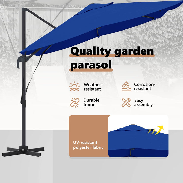Parasol 351 x 250 x 260 cm Polyester og Aluminium Azurblå