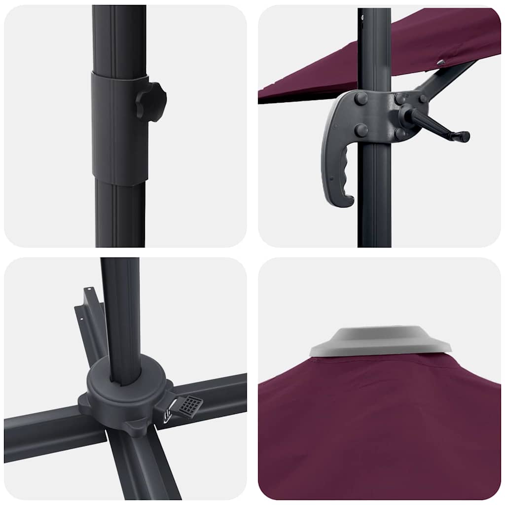 Parasol Bordeaux Rød 351 x 250 x 260 cm Polyester og Aluminium