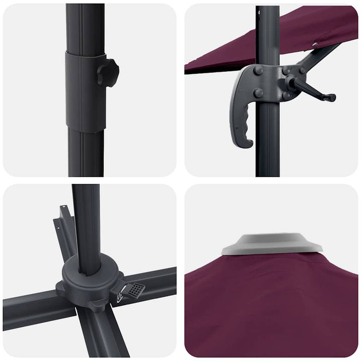 Parasol Bordeaux Rød 351 x 250 x 260 cm Polyester og Aluminium