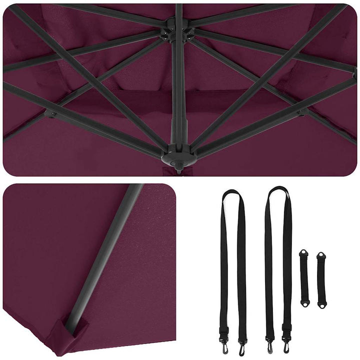 Parasol Bordeaux Rød 351 x 250 x 260 cm Polyester og Aluminium