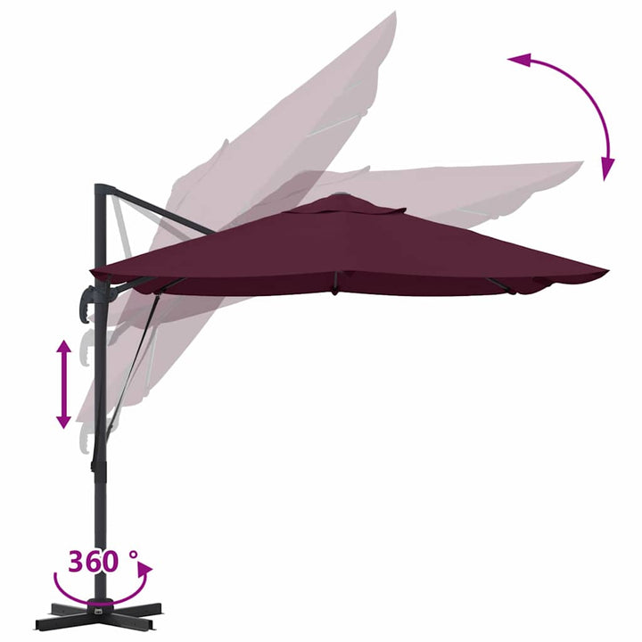 Parasol Bordeaux Rød 351 x 250 x 260 cm Polyester og Aluminium