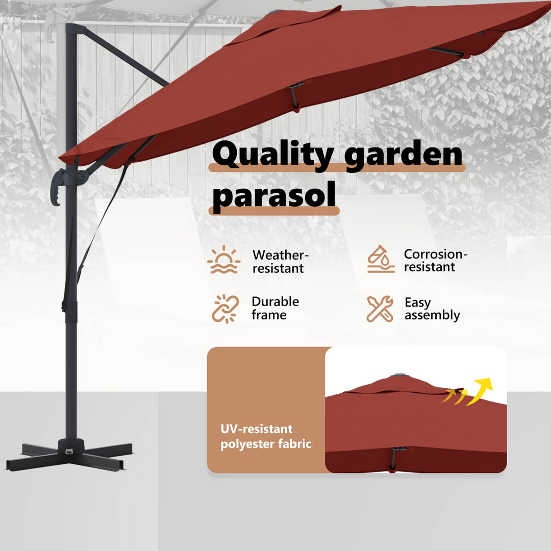 Parasol Terrakotta 351 x 250 x 260 cm Polyester og Aluminium