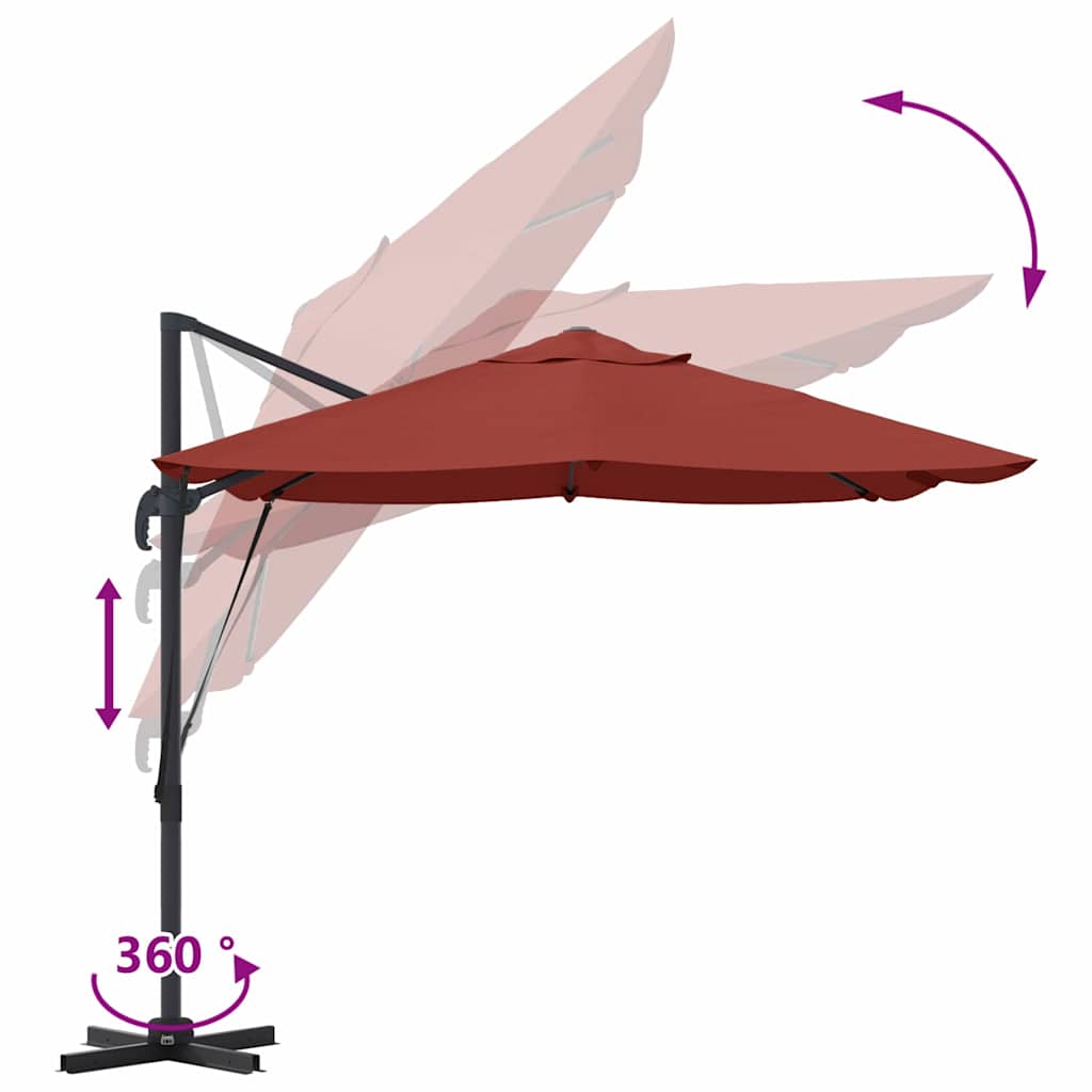 Parasol Terrakotta 351 x 250 x 260 cm Polyester og Aluminium