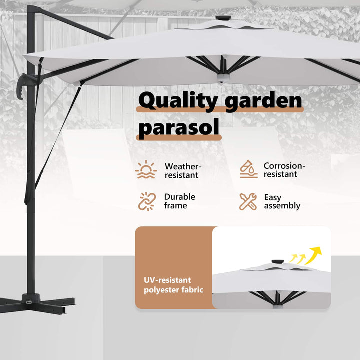 Roma Parasol Beige 286 x 284 x 270 cm Aluminium og Polyester
