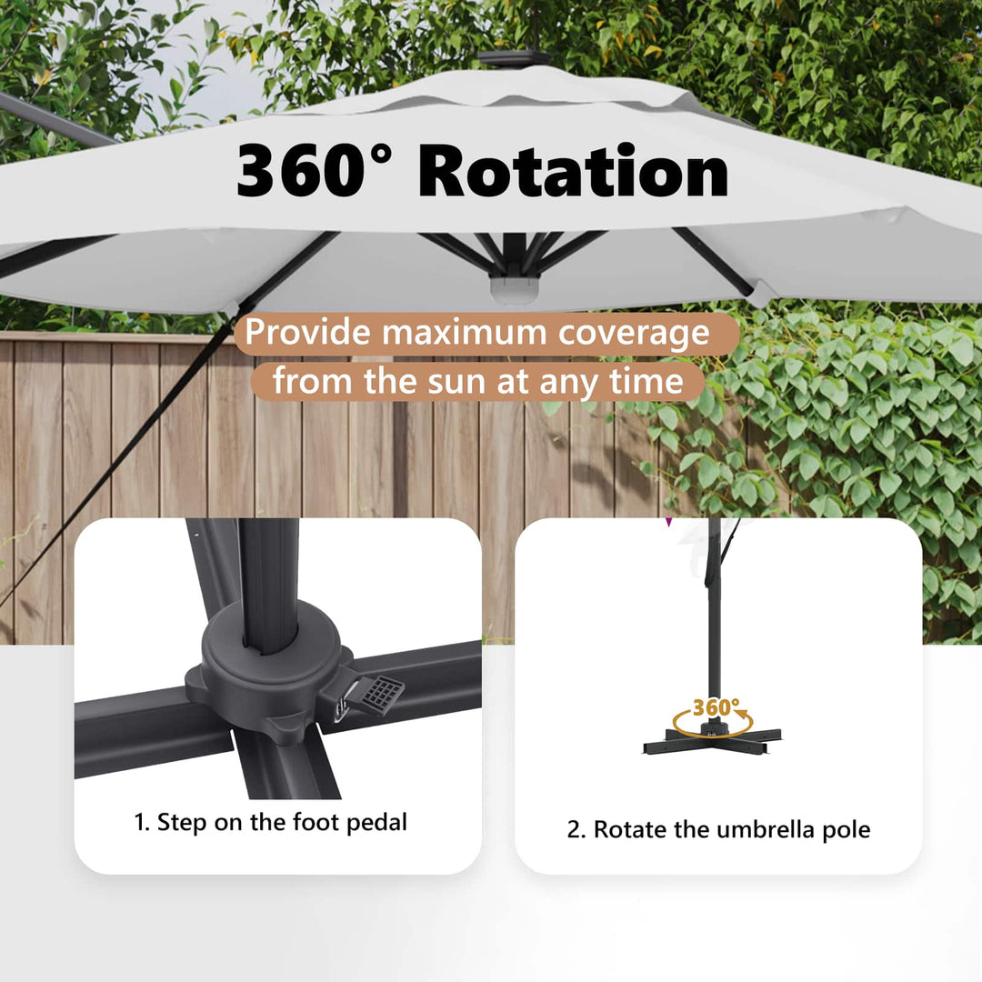 Roma Parasol Beige 286 x 284 x 270 cm Aluminium og Polyester