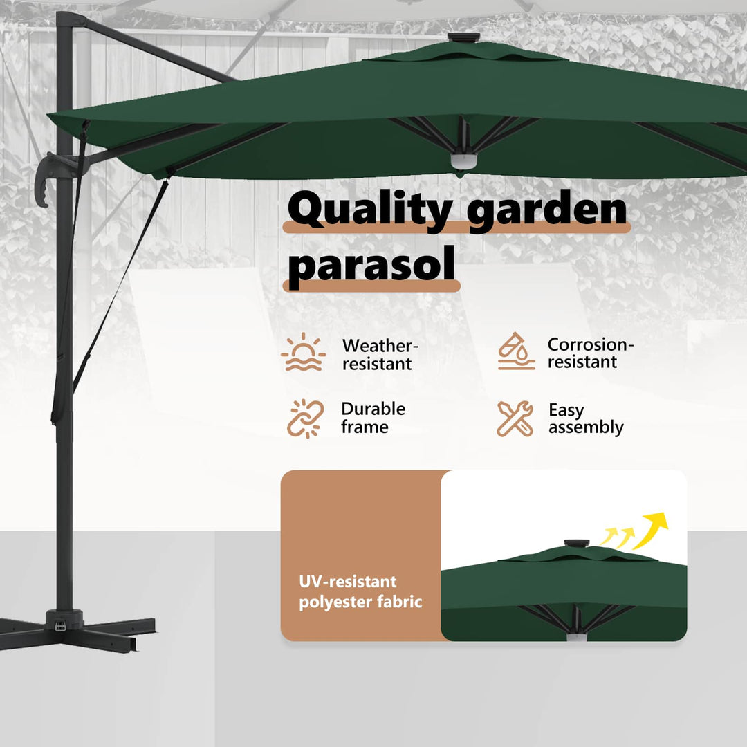 Roma Parasol Grøn 286 x 284 x 270 cm Aluminium og Polyester