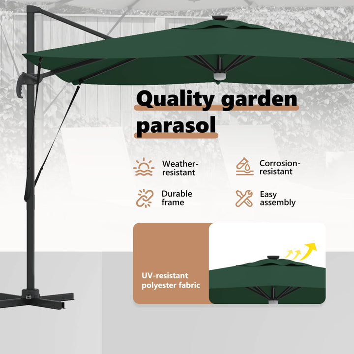 Roma Parasol Grøn 286 x 284 x 270 cm Aluminium og Polyester