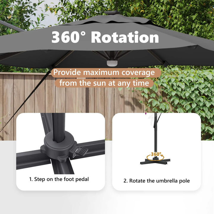 Roma Parasol Antracit 286 x 284 x 270 cm Aluminium og Polyester