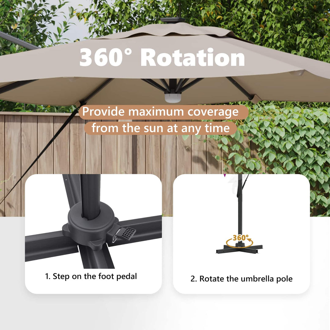 Roma Parasol Gråbrun 286 x 284 x 270 cm Aluminium og Polyester