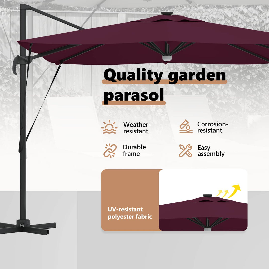 Roma Parasol Rød 286 x 284 x 270 cm Aluminium og Polyester