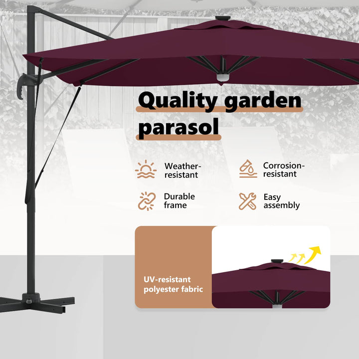Roma Parasol Rød 286 x 284 x 270 cm Aluminium og Polyester