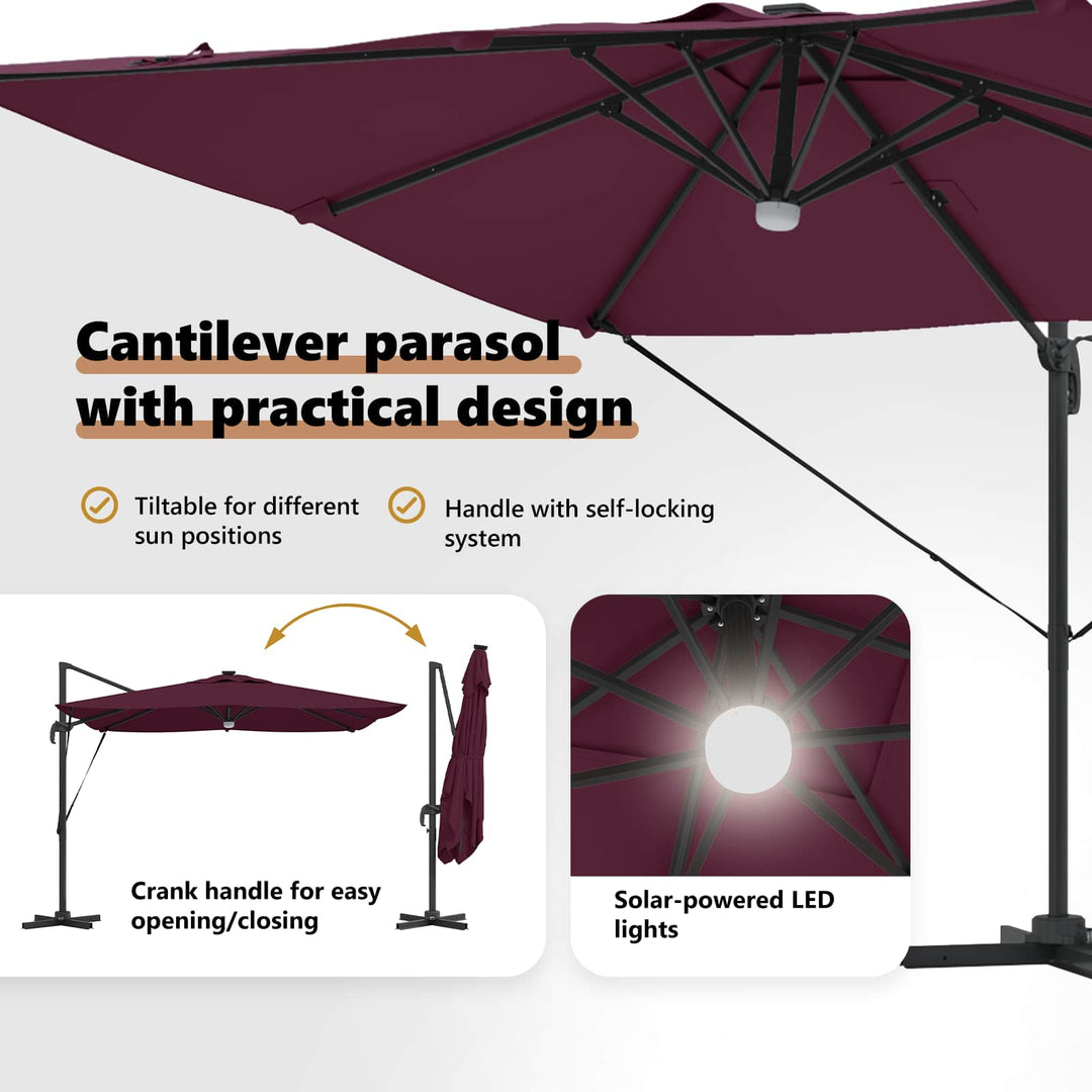 Roma Parasol Rød 286 x 284 x 270 cm Aluminium og Polyester