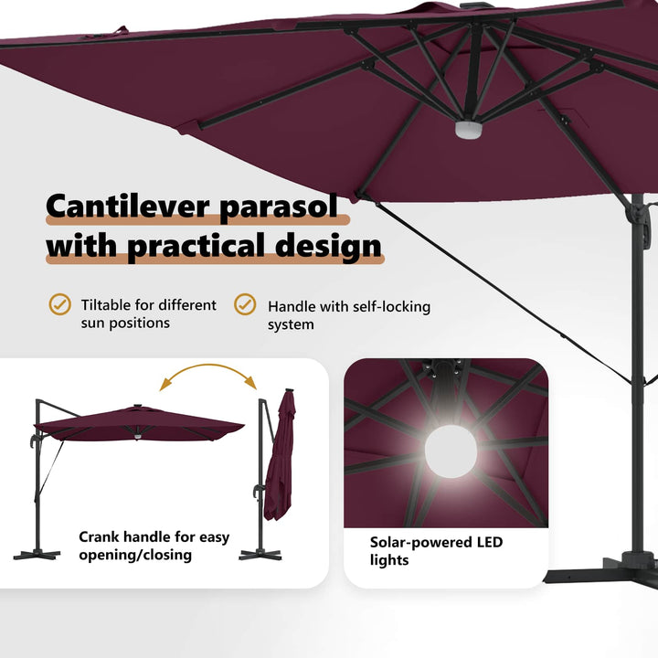 Roma Parasol Rød 286 x 284 x 270 cm Aluminium og Polyester