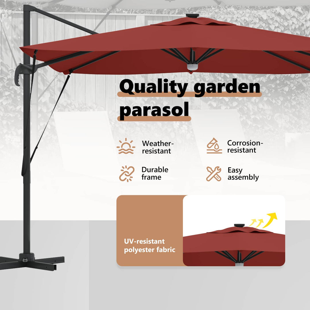 Roma Parasol Rød 286 x 284 x 270 cm Aluminium og Polyester