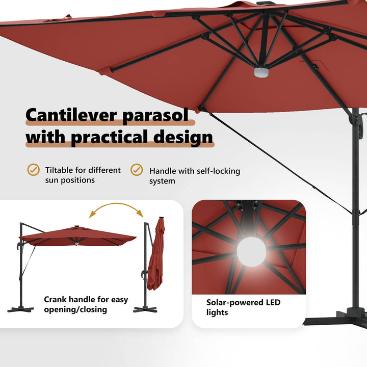 Roma Parasol Rød 286 x 284 x 270 cm Aluminium og Polyester