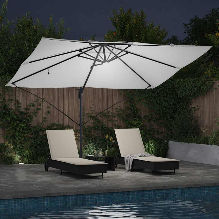 Parasol Sandfarvet 351 x 250 x 253 cm Polyester og Aluminium