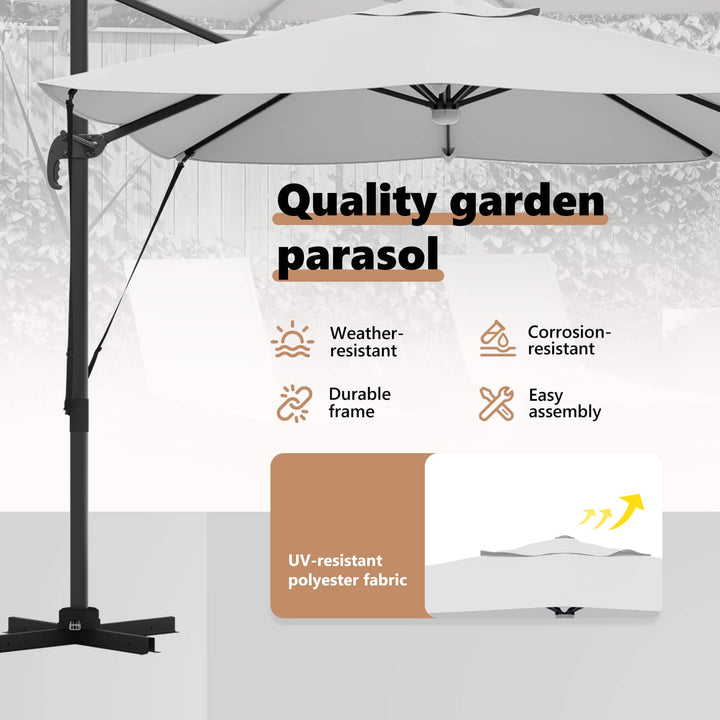 Parasol Sandfarvet 351 x 250 x 253 cm Polyester og Aluminium