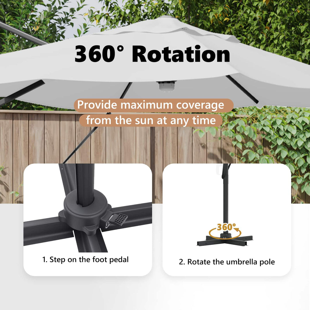 Parasol Sandfarvet 351 x 250 x 253 cm Polyester og Aluminium