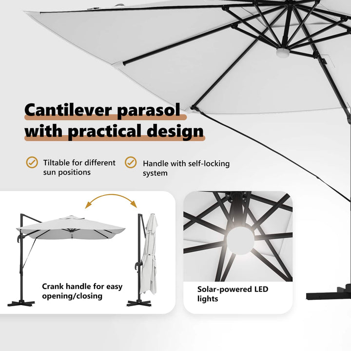 Parasol Sandfarvet 351 x 250 x 253 cm Polyester og Aluminium