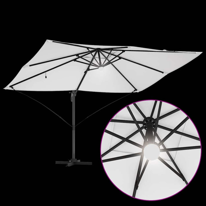 Parasol Sandfarvet 351 x 250 x 253 cm Polyester og Aluminium