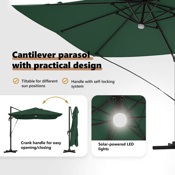 Parasol Grøn 351 x 250 x 253 cm Polyester og Aluminium