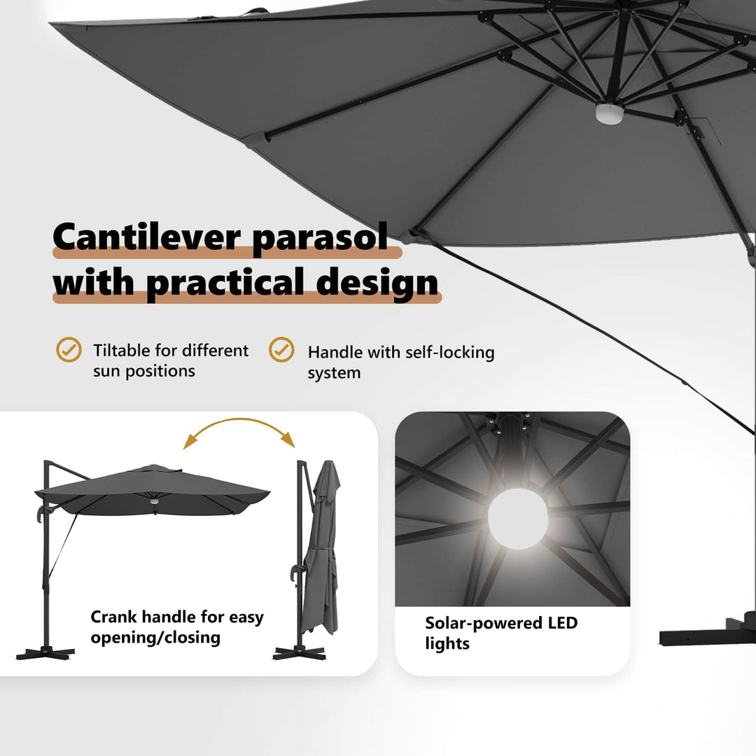 Parasol Antracit 351 x 250 x 253 cm Polyester og Aluminium