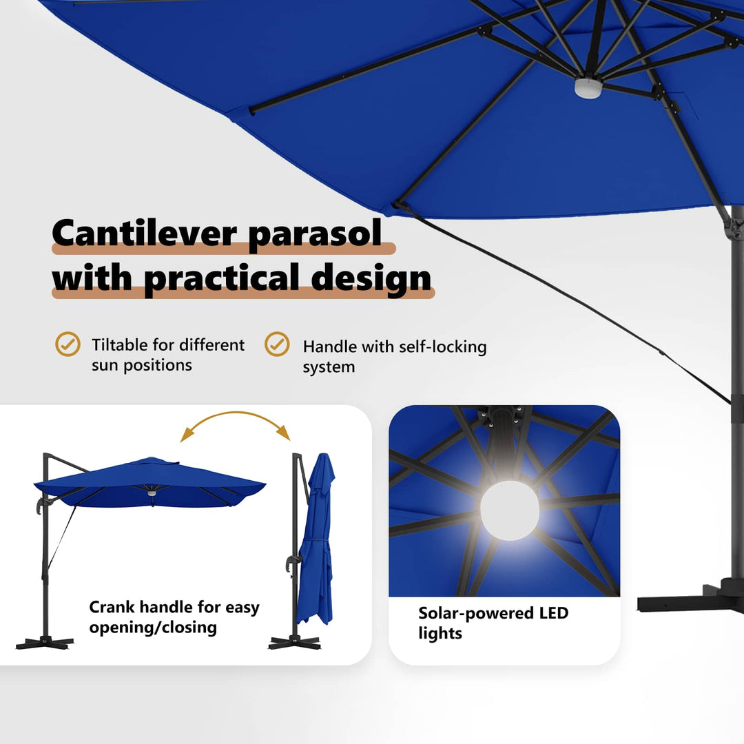Parasol 351 x 250 x 253 cm Polyester og Aluminium Azurblå