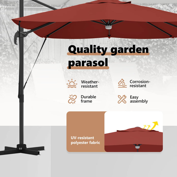 Parasol Terrakotta 351 x 250 x 253 cm Polyester og Aluminium