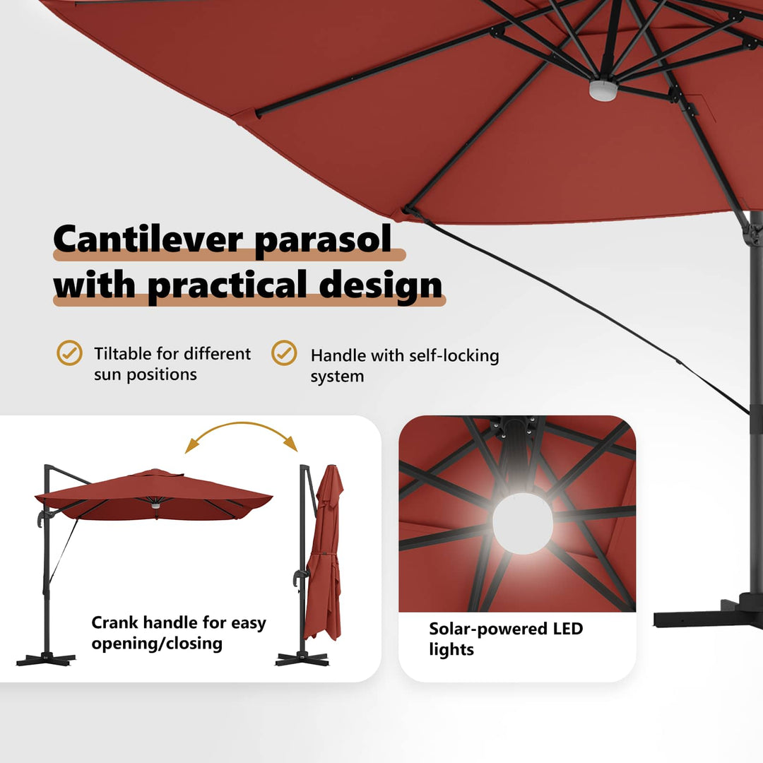 Parasol Terrakotta 351 x 250 x 253 cm Polyester og Aluminium