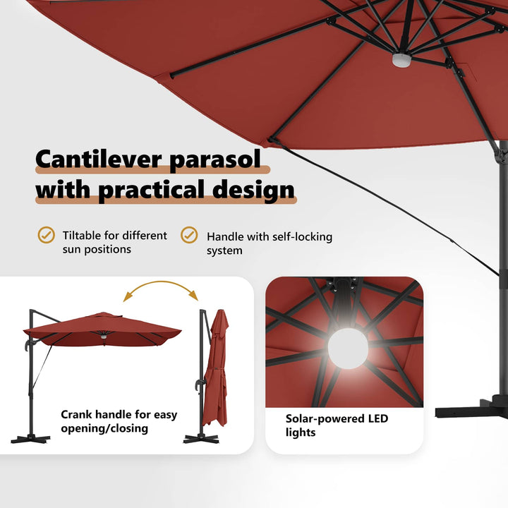 Parasol Terrakotta 351 x 250 x 253 cm Polyester og Aluminium