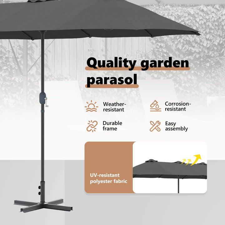 Havesol Antracit 370 x 197 x 239 cm Polyester og Aluminium