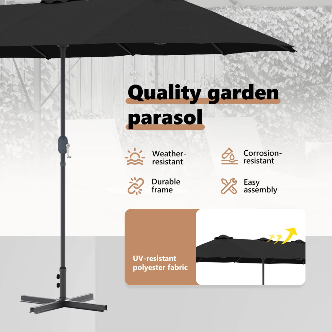 Havesol Sort 370 x 197 x 239 cm Polyester og Aluminium