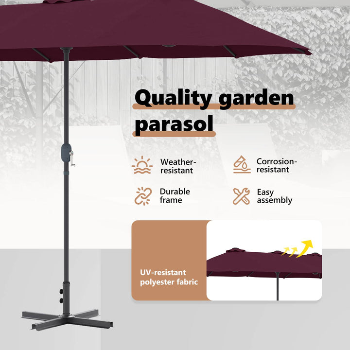 Havesol Bordeaux Rød 370 x 197 x 239 cm Polyester og Aluminium