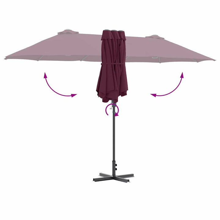 Havesol Bordeaux Rød 370 x 197 x 239 cm Polyester og Aluminium