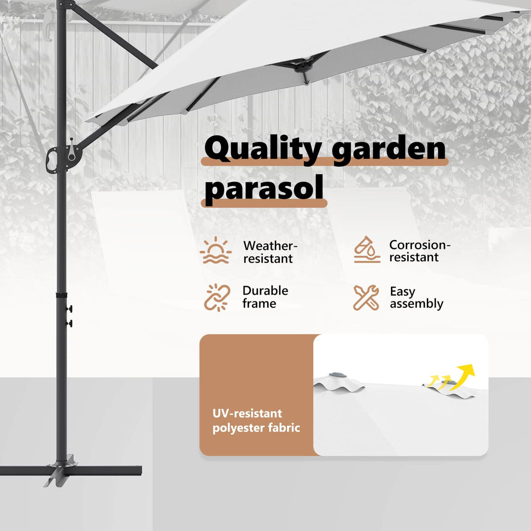 Parasol Sandfarvet 372 x 198 x 243 cm Polyester og Aluminium