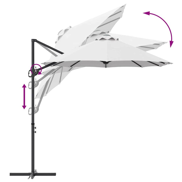 Parasol Sandfarvet 372 x 198 x 243 cm Polyester og Aluminium