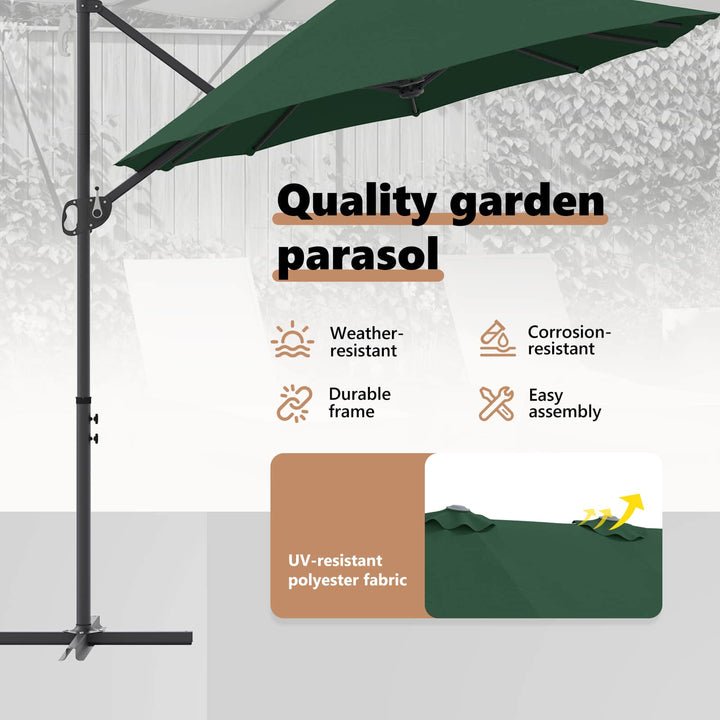 Parasol Grøn 372 x 198 x 243 cm Polyester og Aluminium