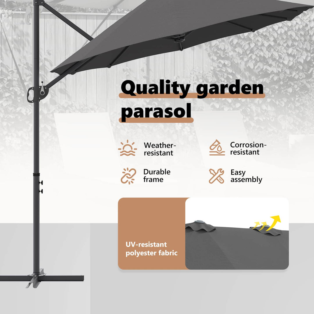 Parasol Antracit 372 x 198 x 243 cm Polyester og Aluminium