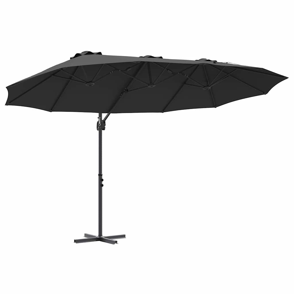 Parasol Sort 372 x 198 x 243 cm Polyester og Aluminium