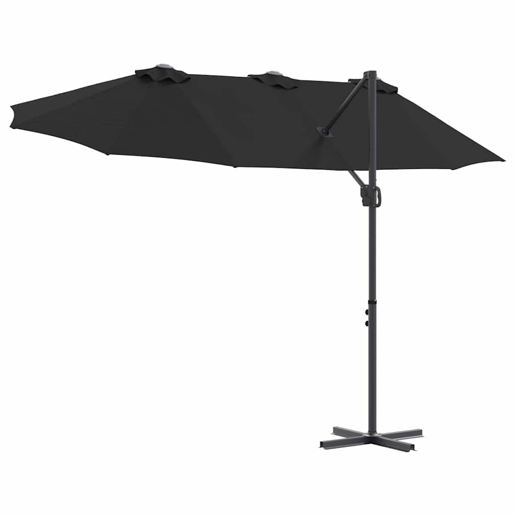 Parasol Sort 372 x 198 x 243 cm Polyester og Aluminium